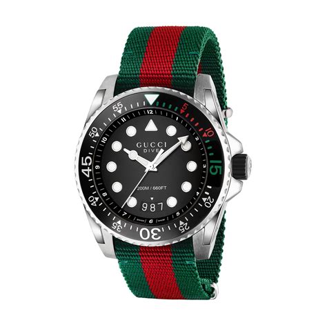 gucci diver ya136209|Gucci Dive Black Dial Green and Red Nylon Men's Watch .